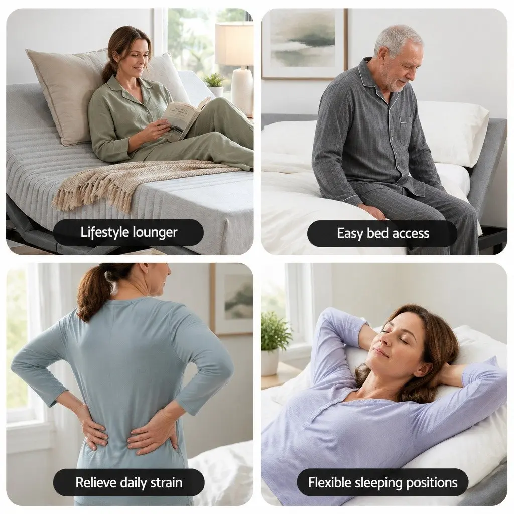 Queen Adjustable Bed Frame & Cooling Memory Foam Mattress
