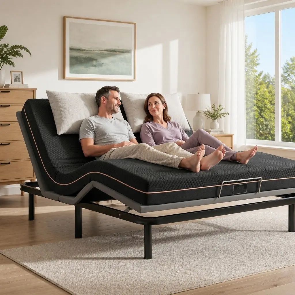 King Size Adjustable Bed Frame and Mattress Set