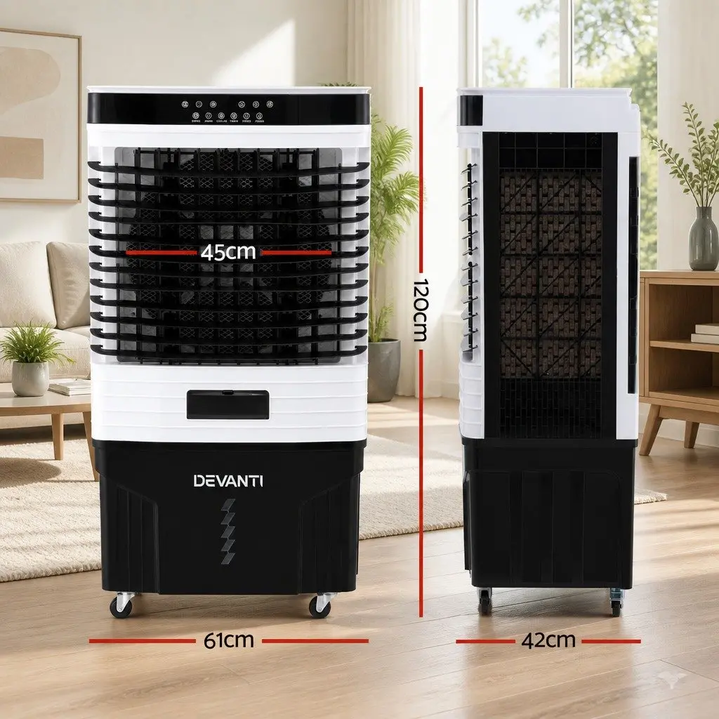 Evaporative Air Cooler 60L Tank Portable Humidifier Purifier with LED Remote Control