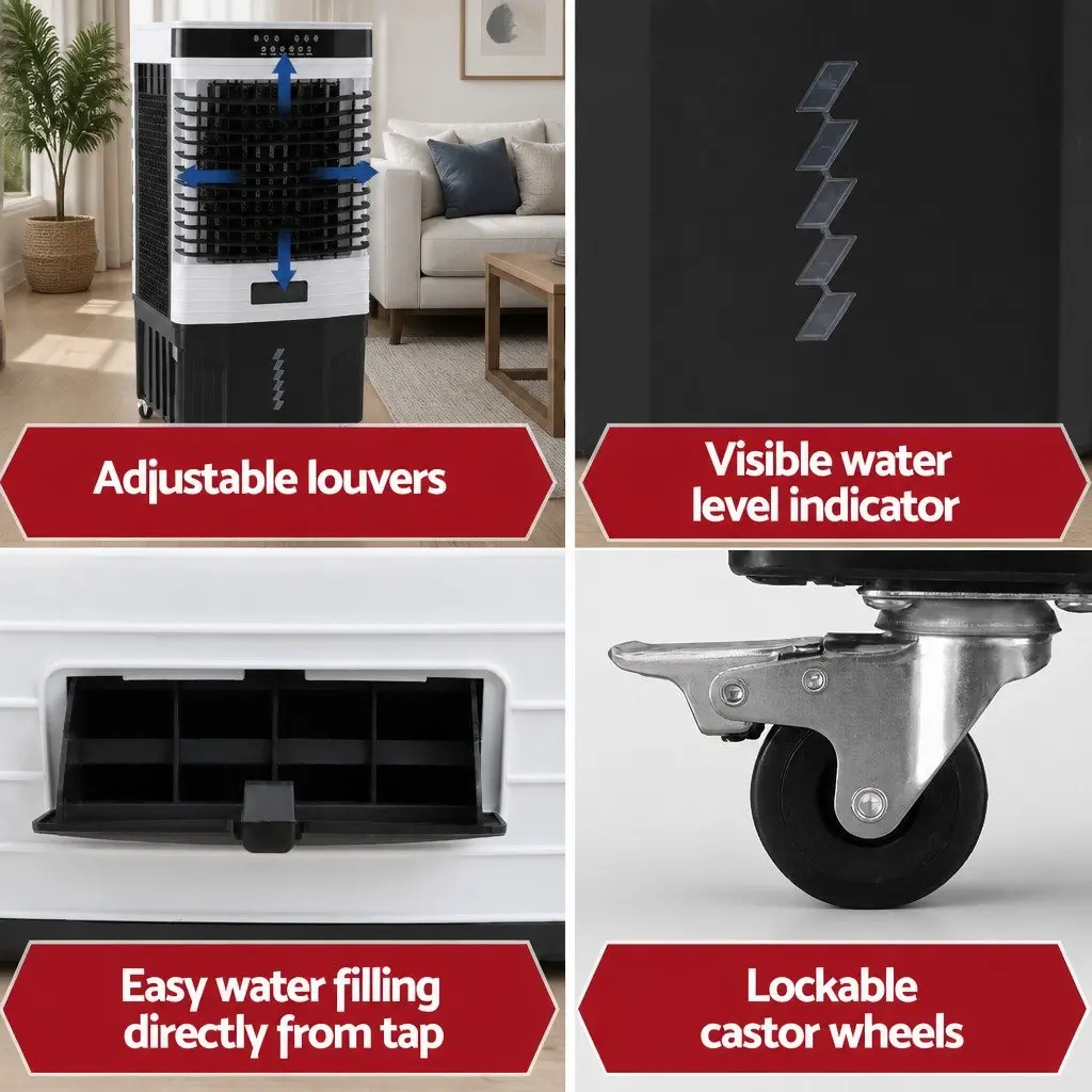 Evaporative Air Cooler 60L Tank Portable Humidifier Purifier with LED Remote Control