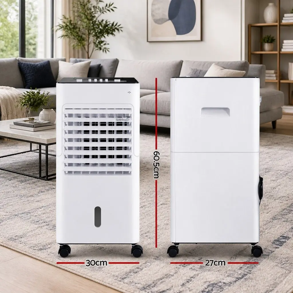 Evaporative Air Cooler 6L Water Tank Portable Humidifier Purifier Fan White