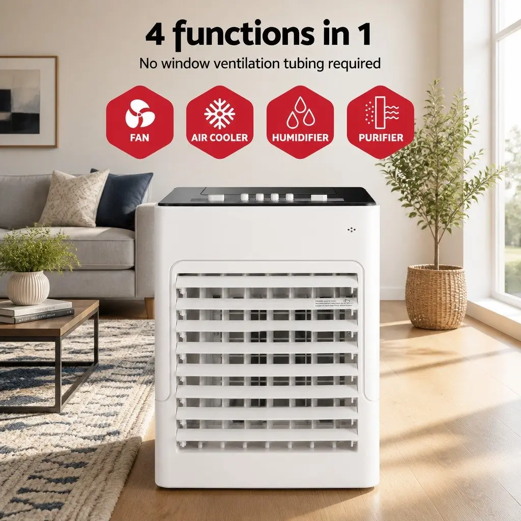 Evaporative Air Cooler 6L Water Tank Portable Humidifier Purifier Fan White