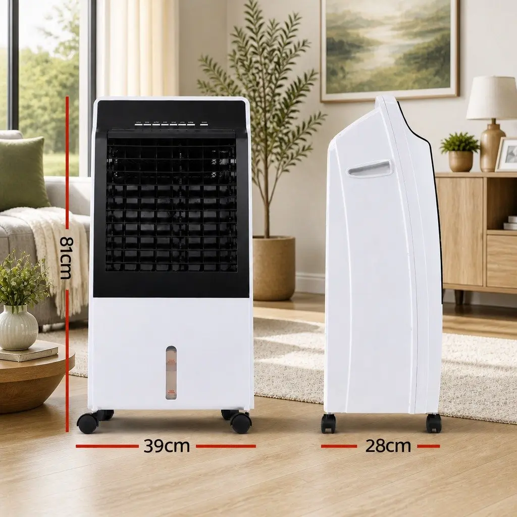 Evaporative Air Cooler Humidifier White 8L Water Tank Remote Control