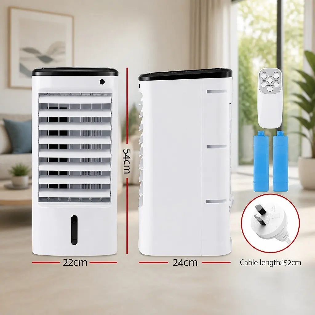 Evaporative Cooler 4L Tank 3-in-1 Humidifier Fan Remote Control White