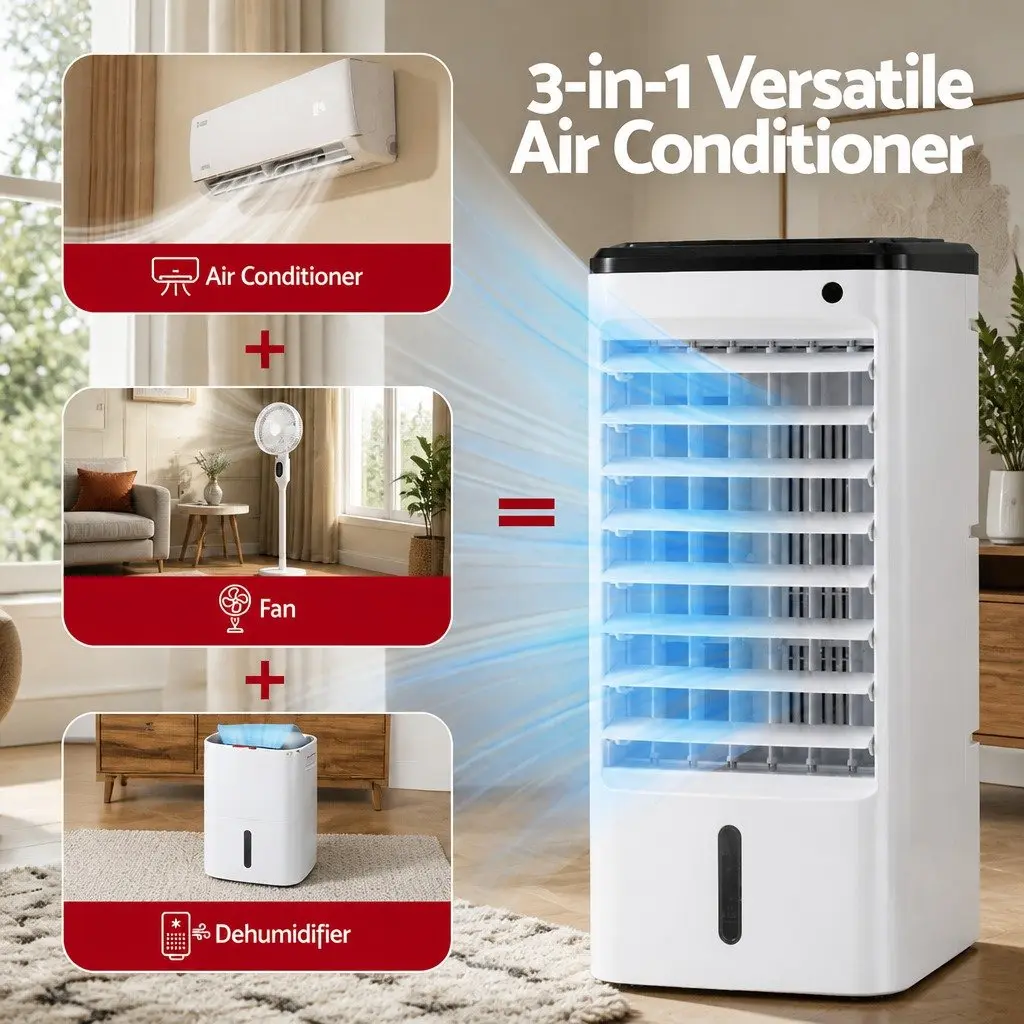 Evaporative Cooler 4L Tank 3-in-1 Humidifier Fan Remote Control White