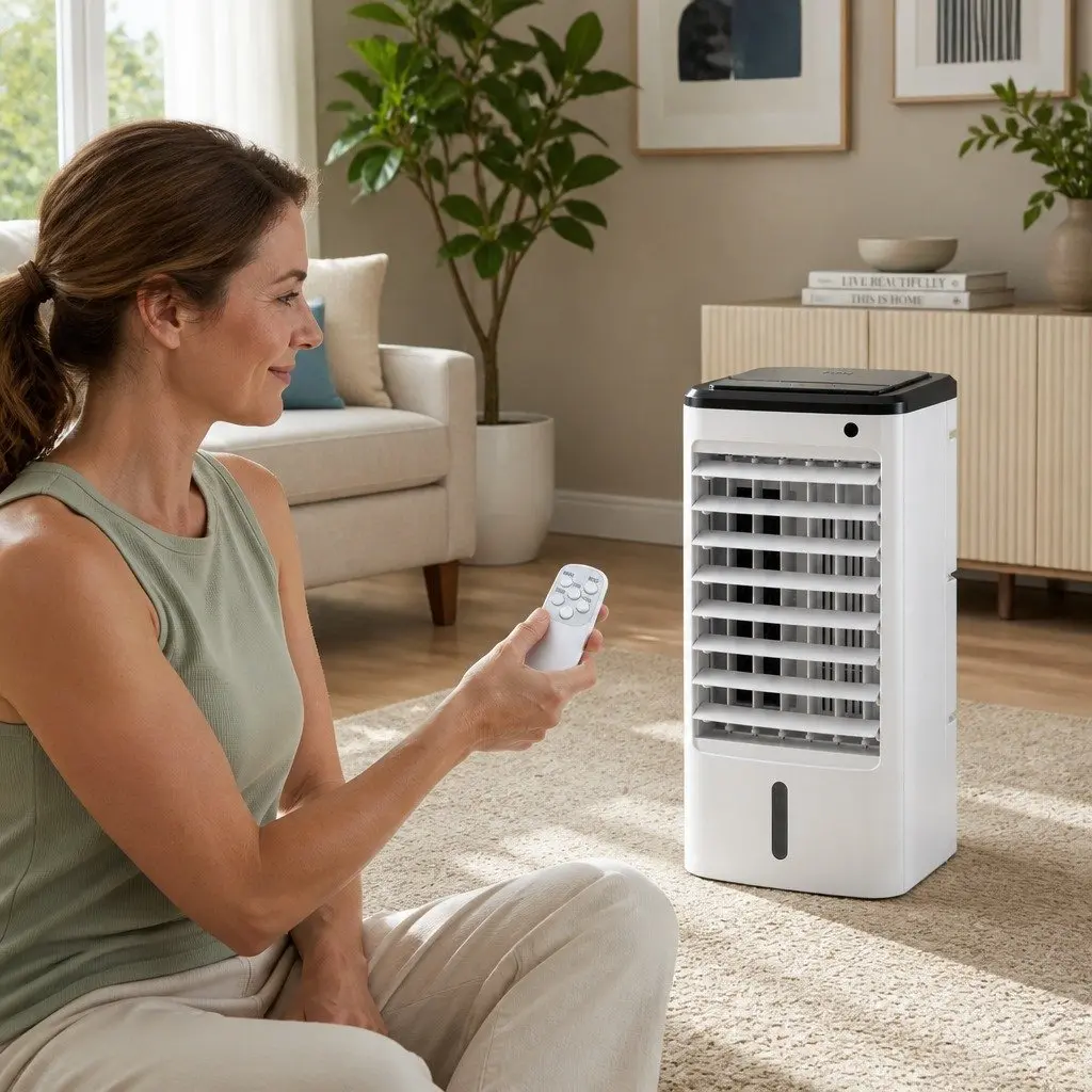 Evaporative Cooler 4L Tank 3-in-1 Humidifier Fan Remote Control White