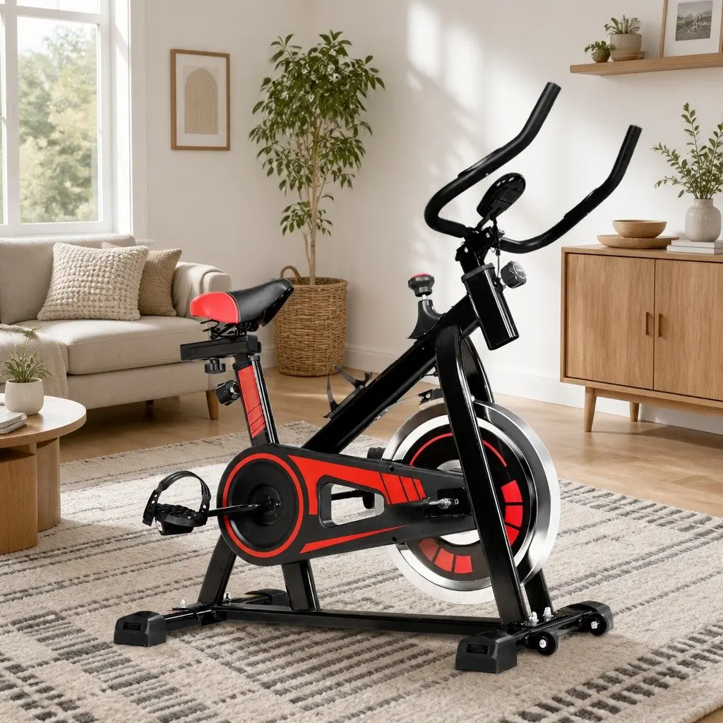 Exercise Bike Heavy-Duty Flywheel Adjustable Resistance Black