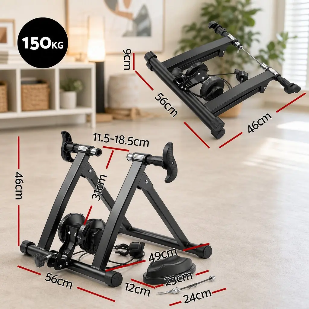 Foldable Bike Trainer Stand Indoor Cycling Home Gym 6 Level Magnetic Resistance