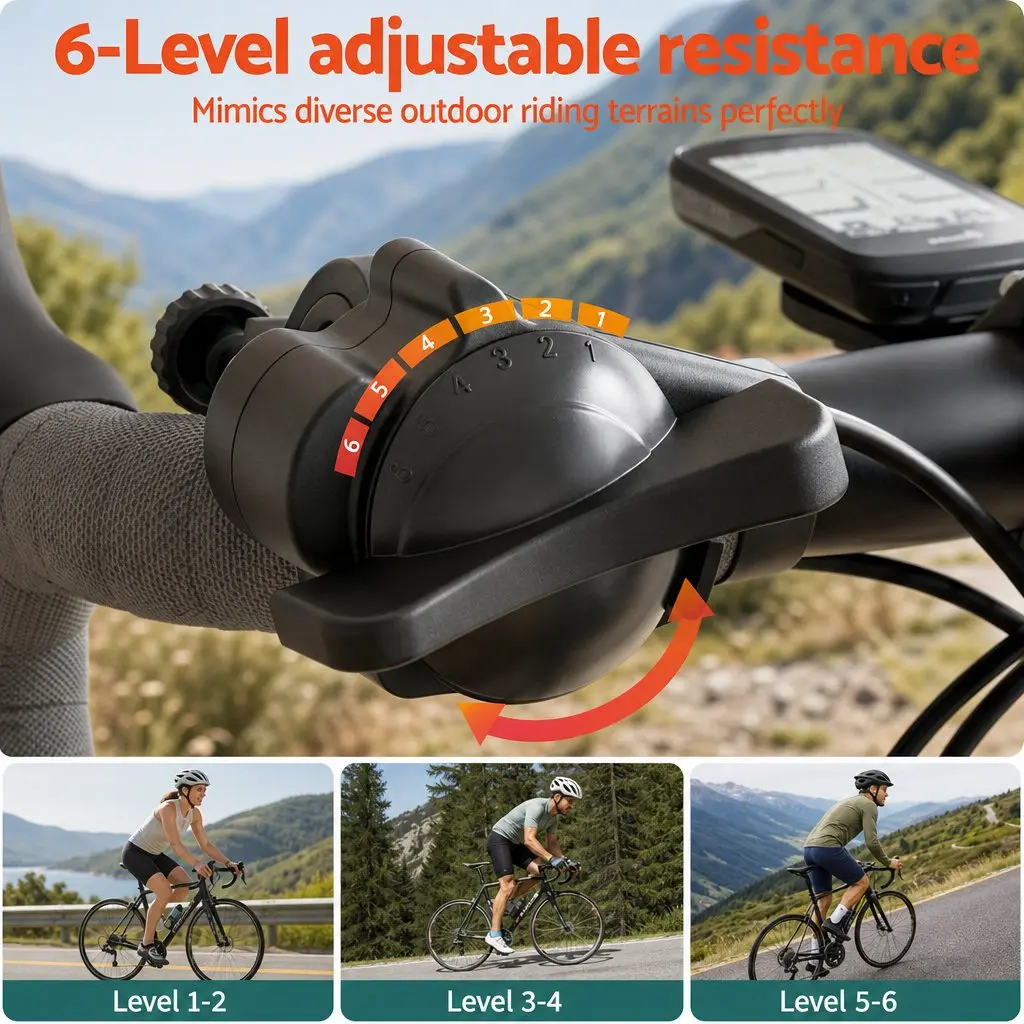Foldable Bike Trainer Stand Indoor Cycling Home Gym 6 Level Magnetic Resistance