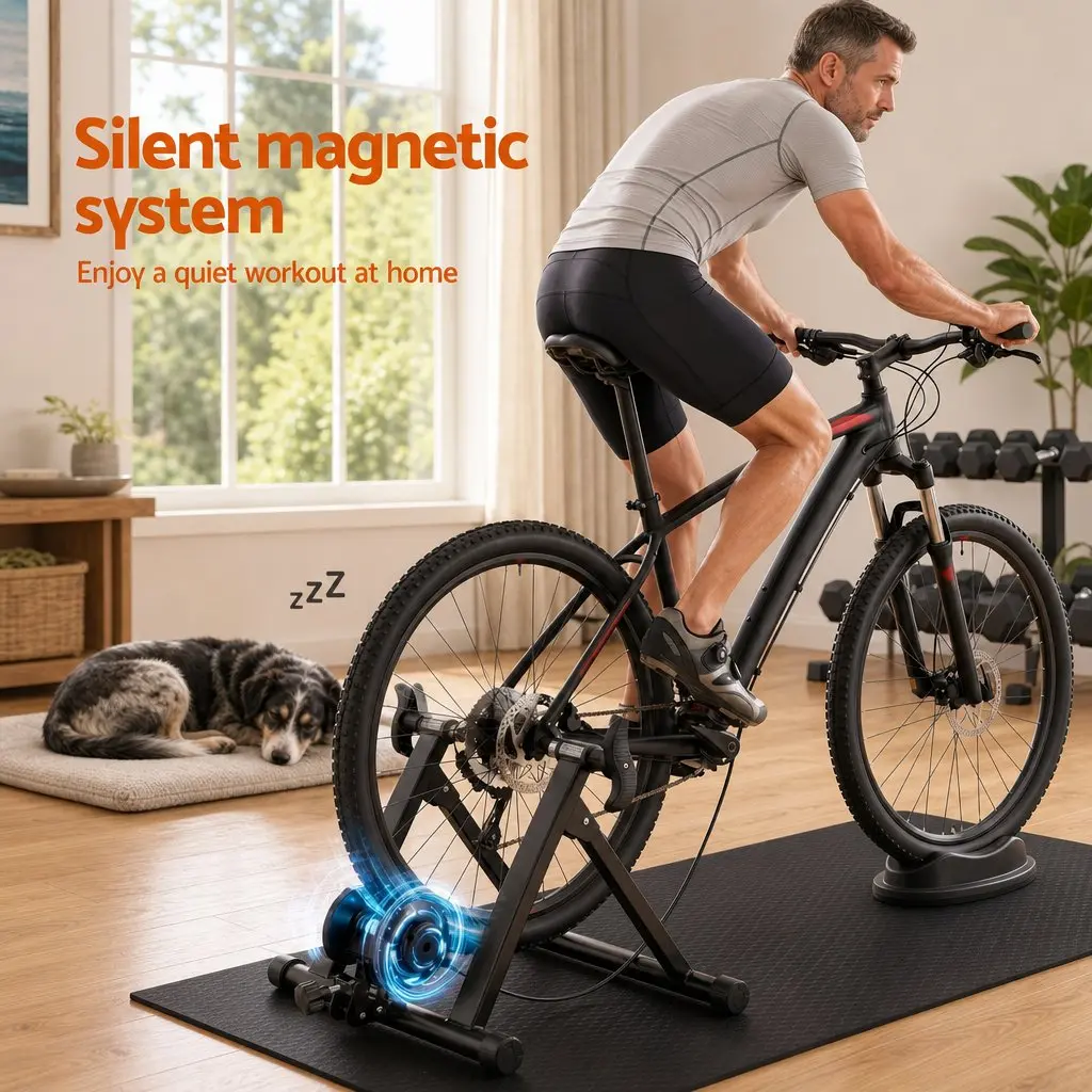 Foldable Bike Trainer Stand Indoor Cycling Home Gym 6 Level Magnetic Resistance