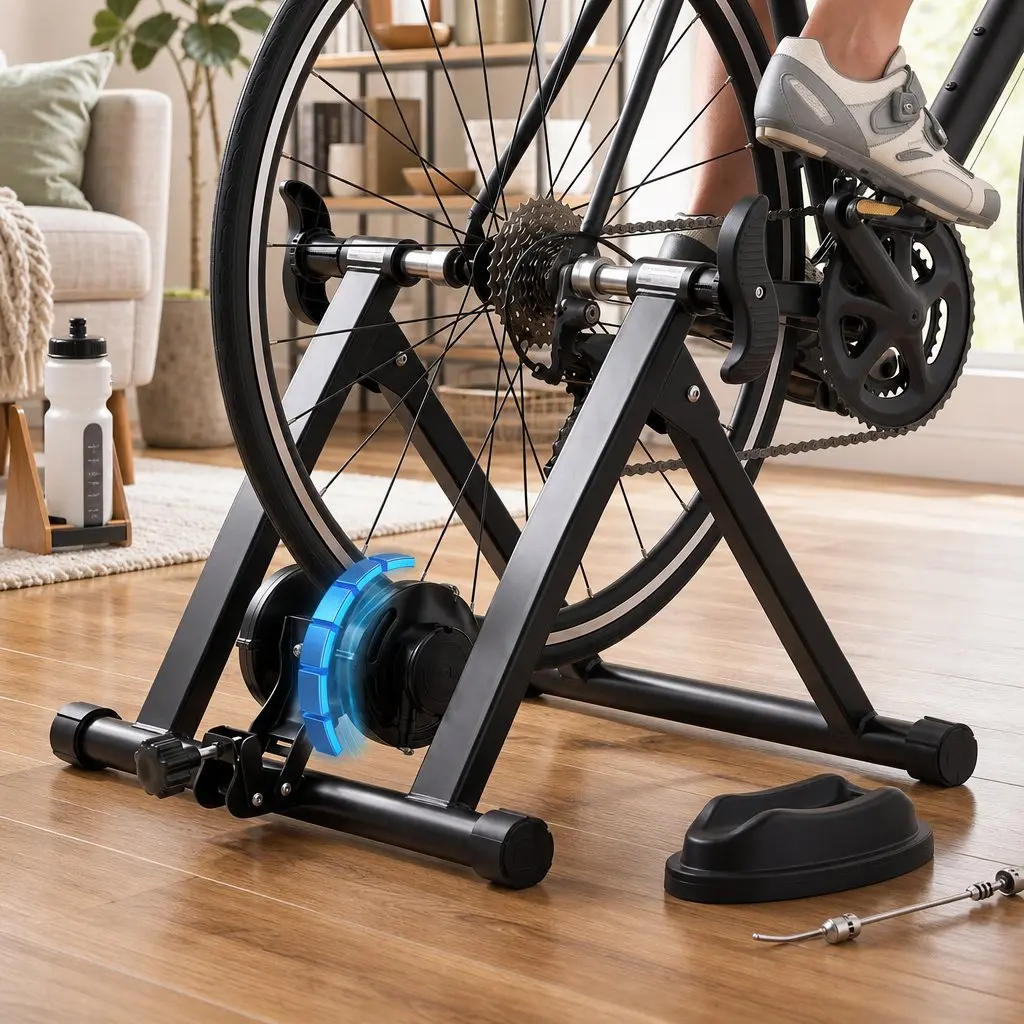 Foldable Bike Trainer Stand Indoor Cycling Home Gym 6 Level Magnetic Resistance