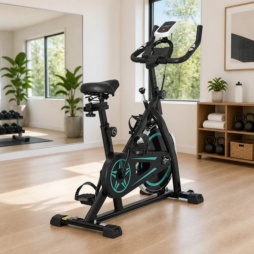 Exercise Bike 10kg Flywheel Adjustable Seat LCD Display Compact Home Gym Fitness Equipment