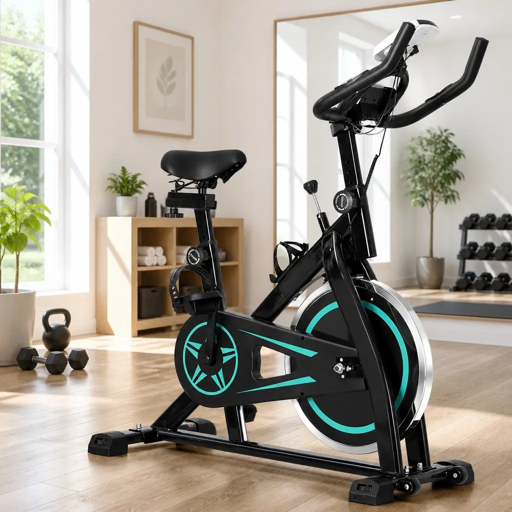 Exercise Bike 10kg Flywheel Adjustable Seat LCD Display Compact Home Gym Fitness Equipment