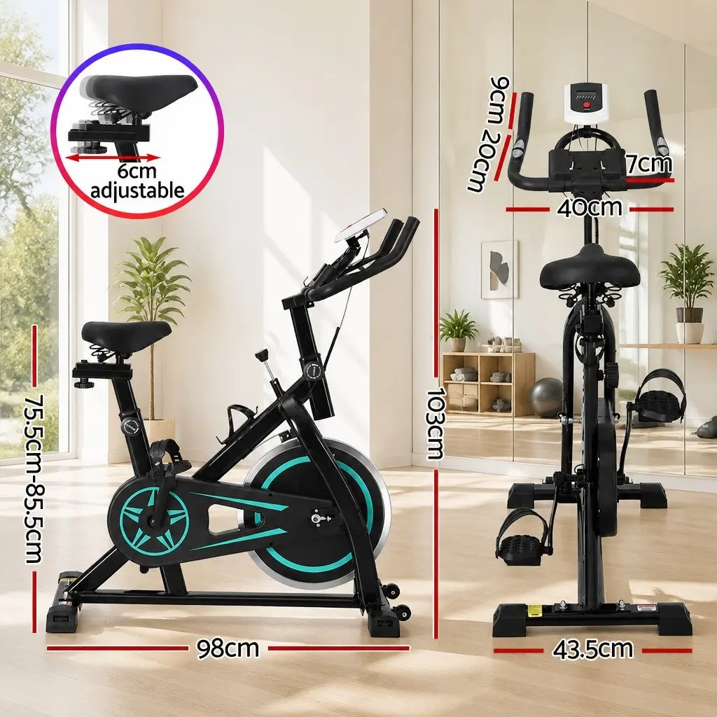 Exercise Bike 10kg Flywheel Adjustable Seat LCD Display Compact Home Gym Fitness Equipment