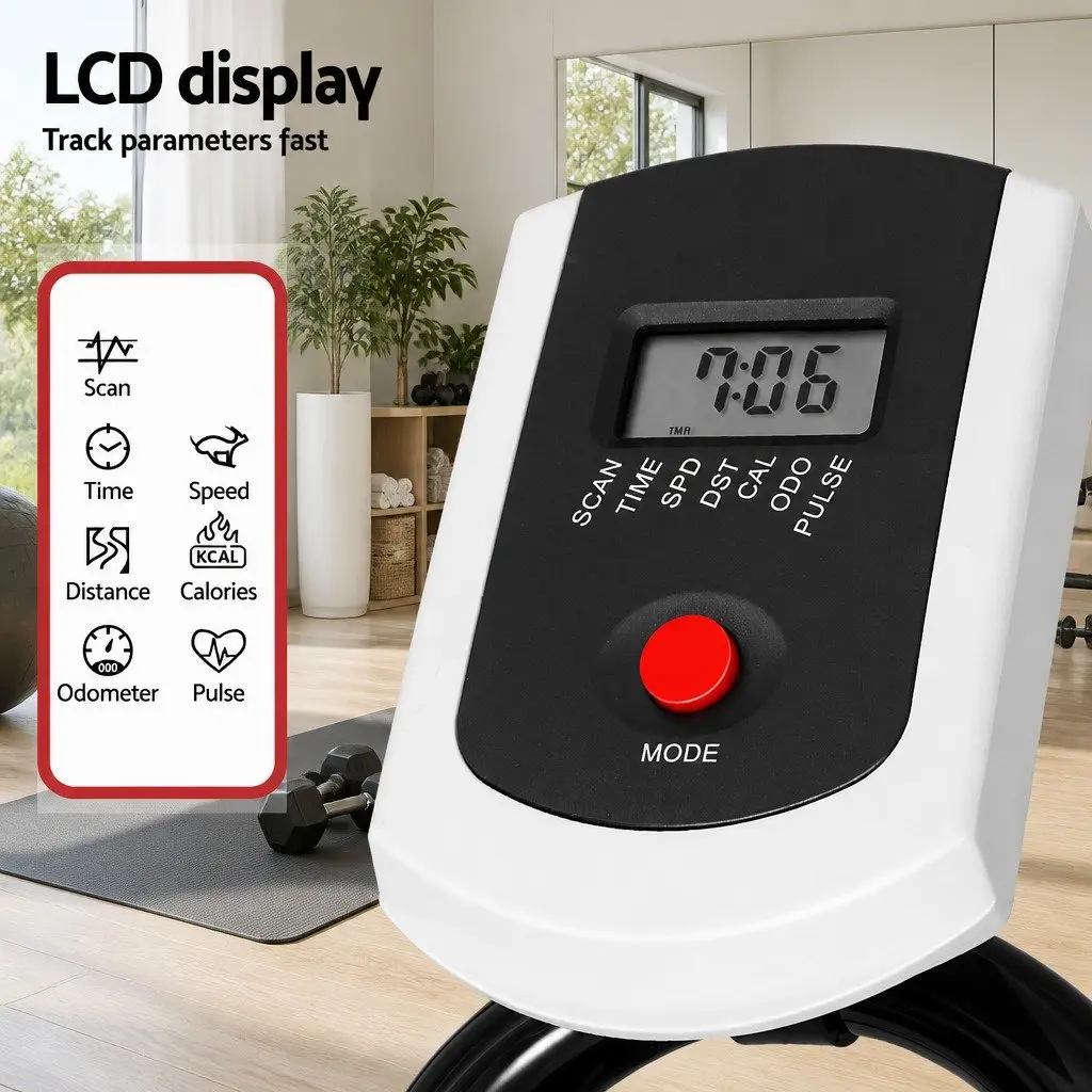 Exercise Bike 10kg Flywheel Adjustable Seat LCD Display Compact Home Gym Fitness Equipment