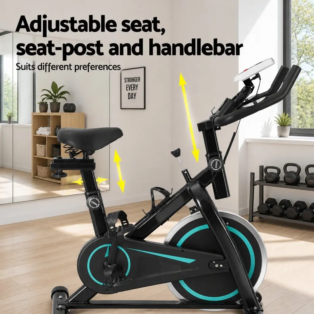 Exercise Bike 10kg Flywheel Adjustable Seat LCD Display Compact Home Gym Fitness Equipment