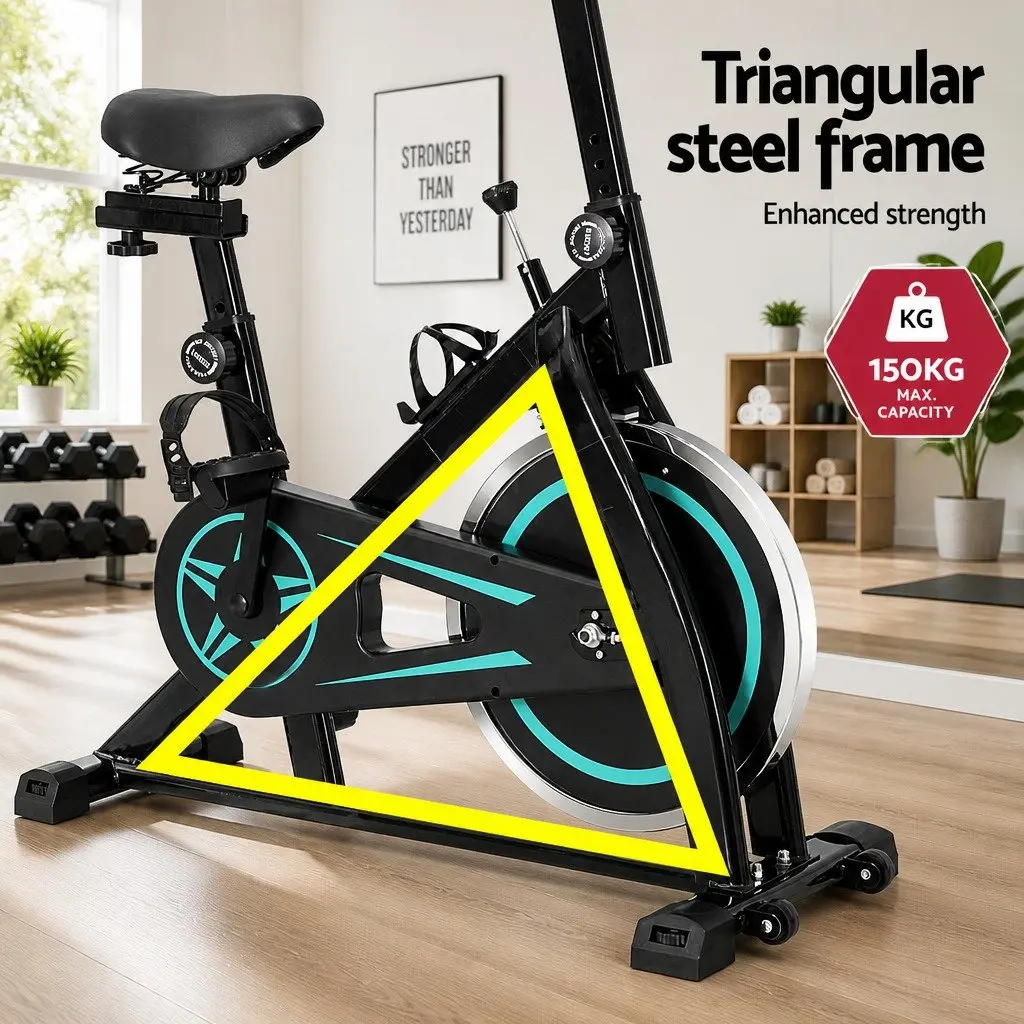 Exercise Bike 10kg Flywheel Adjustable Seat LCD Display Compact Home Gym Fitness Equipment
