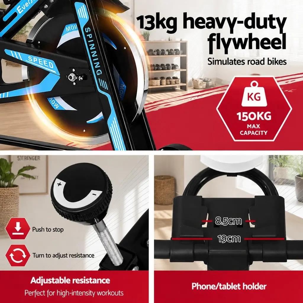 Bike Exercise Bike 13KG Flywheel 150kg Capacity Fitness Home Cardio Indoor
