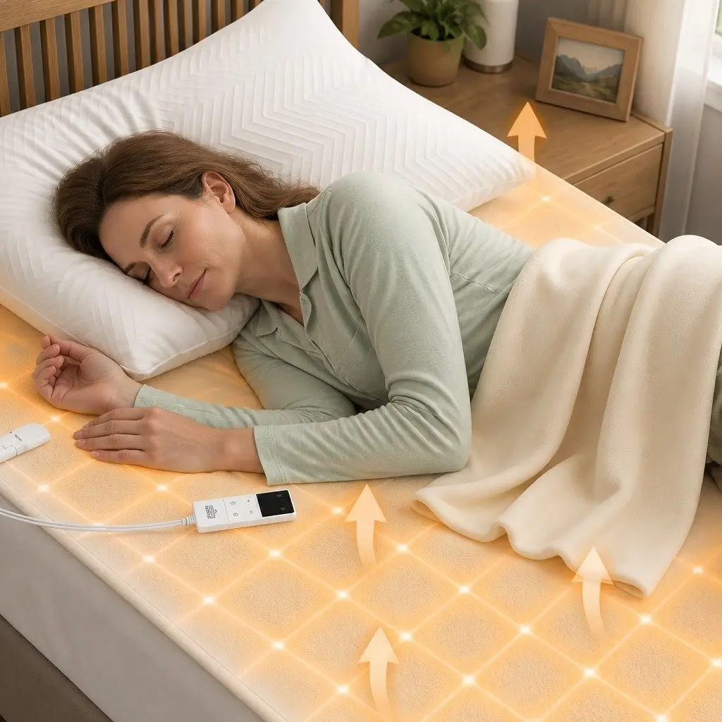 Electric Blanket Fitted Double Machine Washable Heated Pad with Dual Remote Controllers