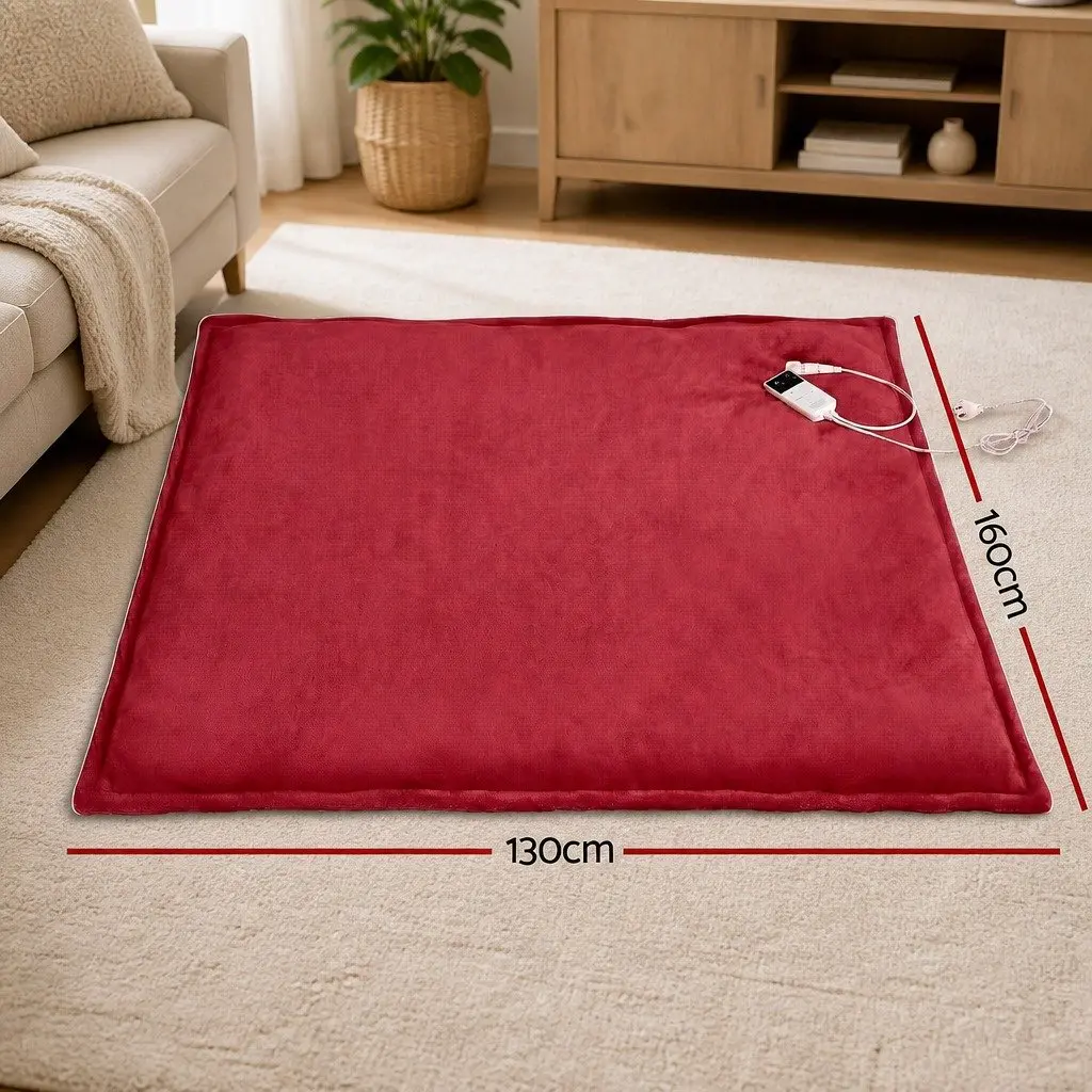 Electric Throw Rug Burgundy Flannel Sherpa Double-Sided 160cm x 130cm
