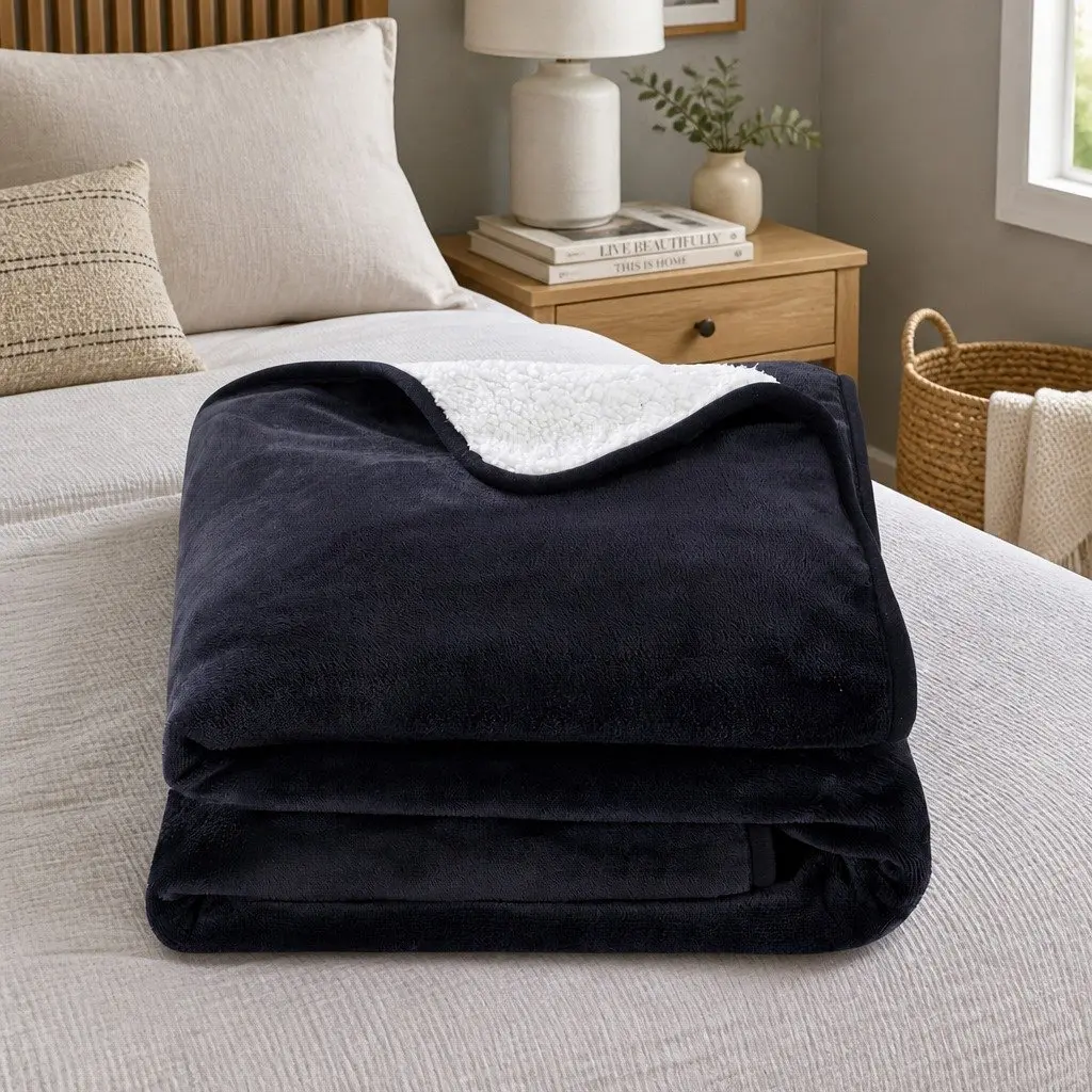 Electric Throw Rug Heated Blanket Fleece Charcoal Double-Sided 160x130cm