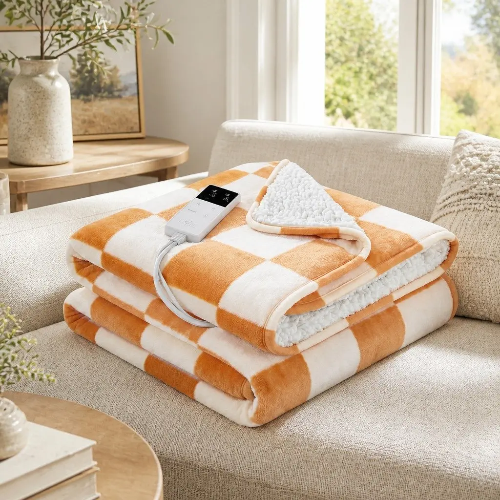 Electric Throw Rug Dual Sided Fleece Flannel Heated Blanket 9 Temperature