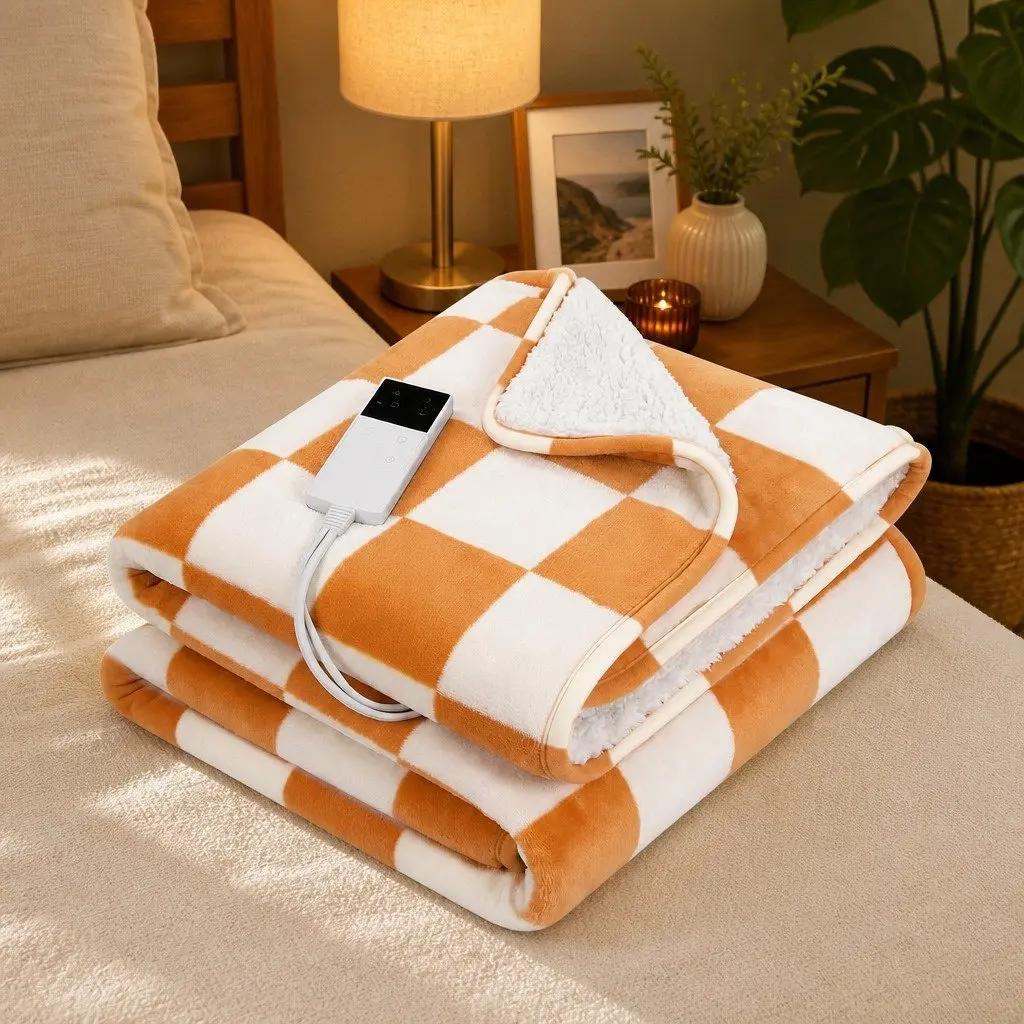 Electric Throw Rug Dual Sided Fleece Flannel Heated Blanket 9 Temperature