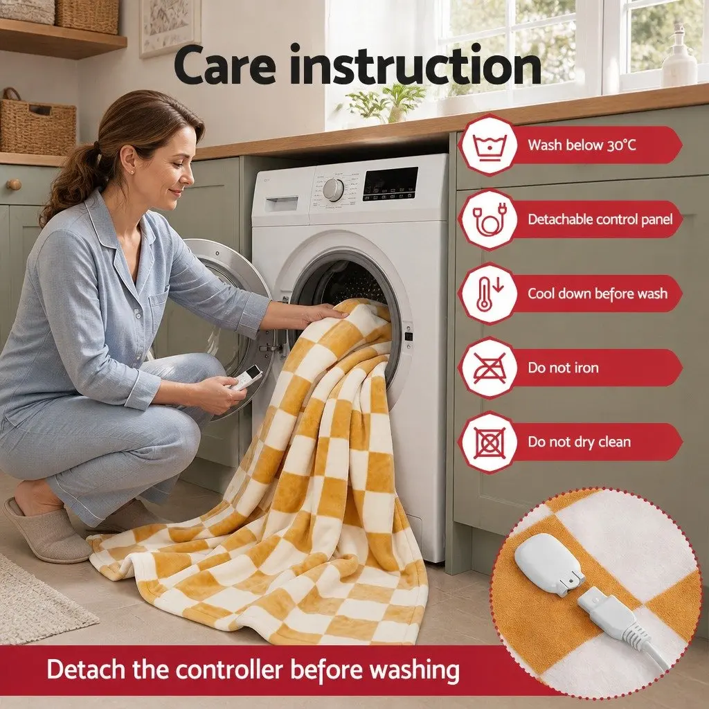 Electric Throw Rug Dual Sided Fleece Flannel Heated Blanket 9 Temperature