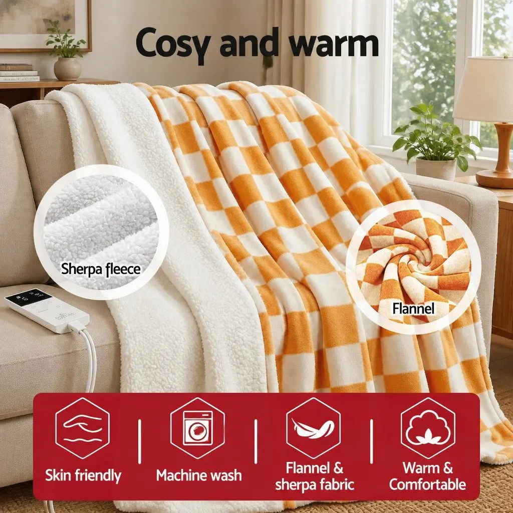 Electric Throw Rug Dual Sided Fleece Flannel Heated Blanket 9 Temperature