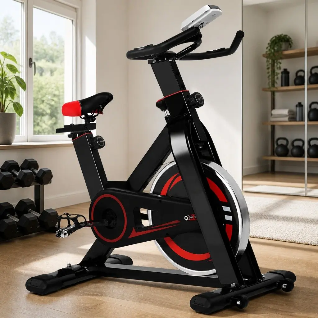 Exercise Bike Heavy-Duty Flywheel Indoor Cycling Home Gym Fitness Black