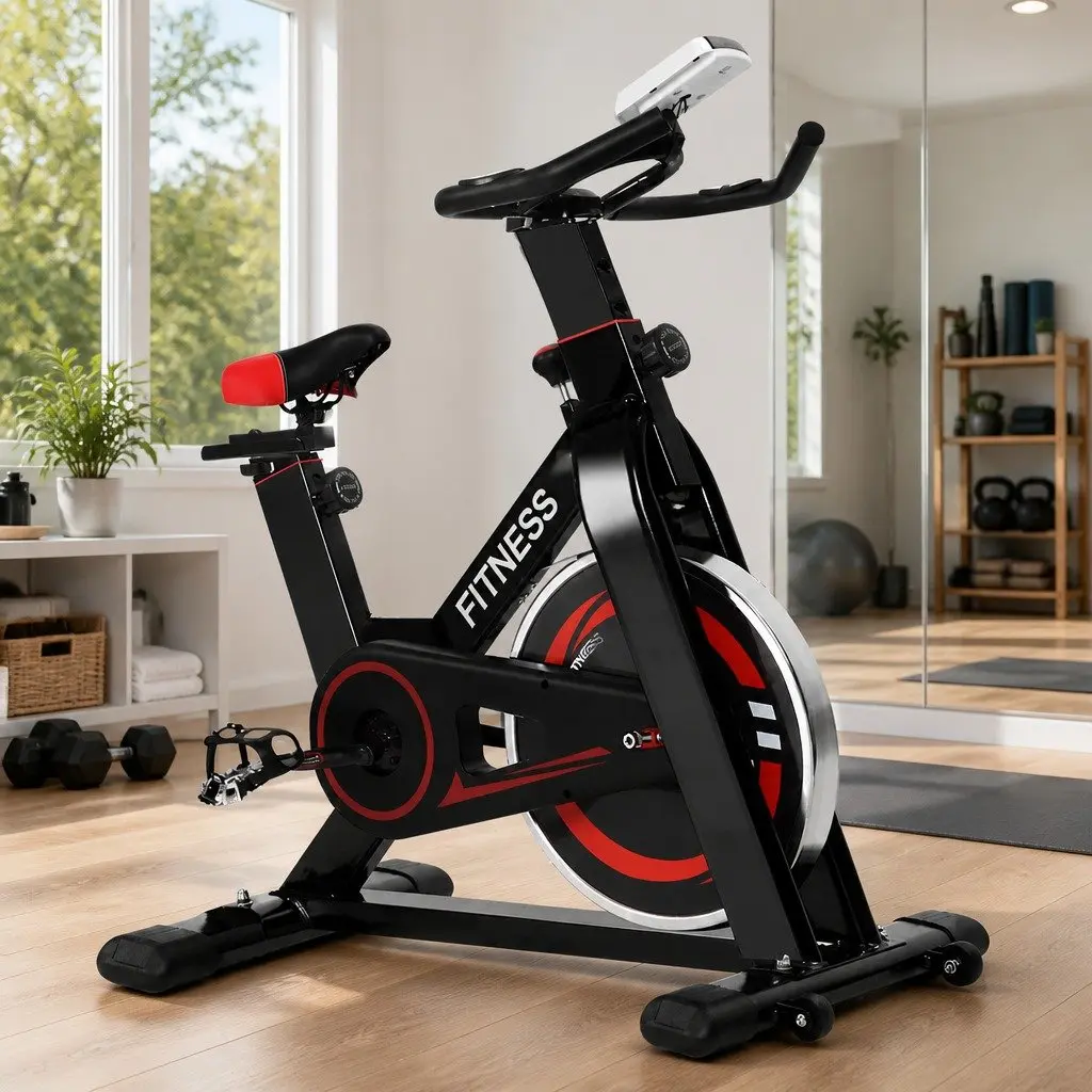 Exercise Bike Heavy-Duty Flywheel Indoor Cycling Home Gym Fitness Black