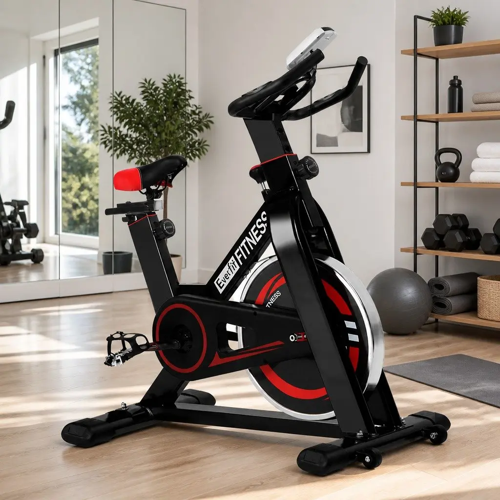 Exercise Bike Heavy-Duty Flywheel Indoor Cycling Home Gym Fitness Black
