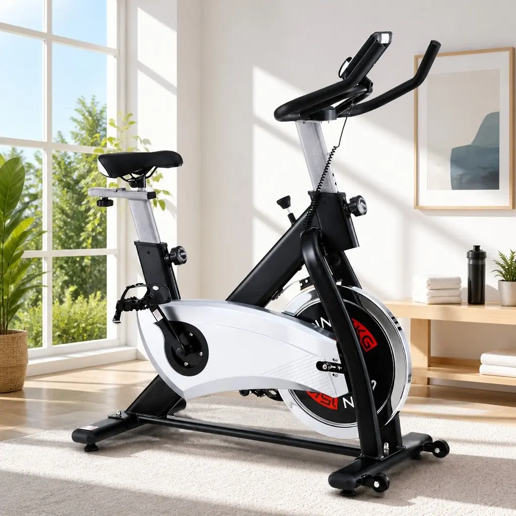 Exercise Bike 15kg Flywheel Adjustable Resistance LCD Display Silver