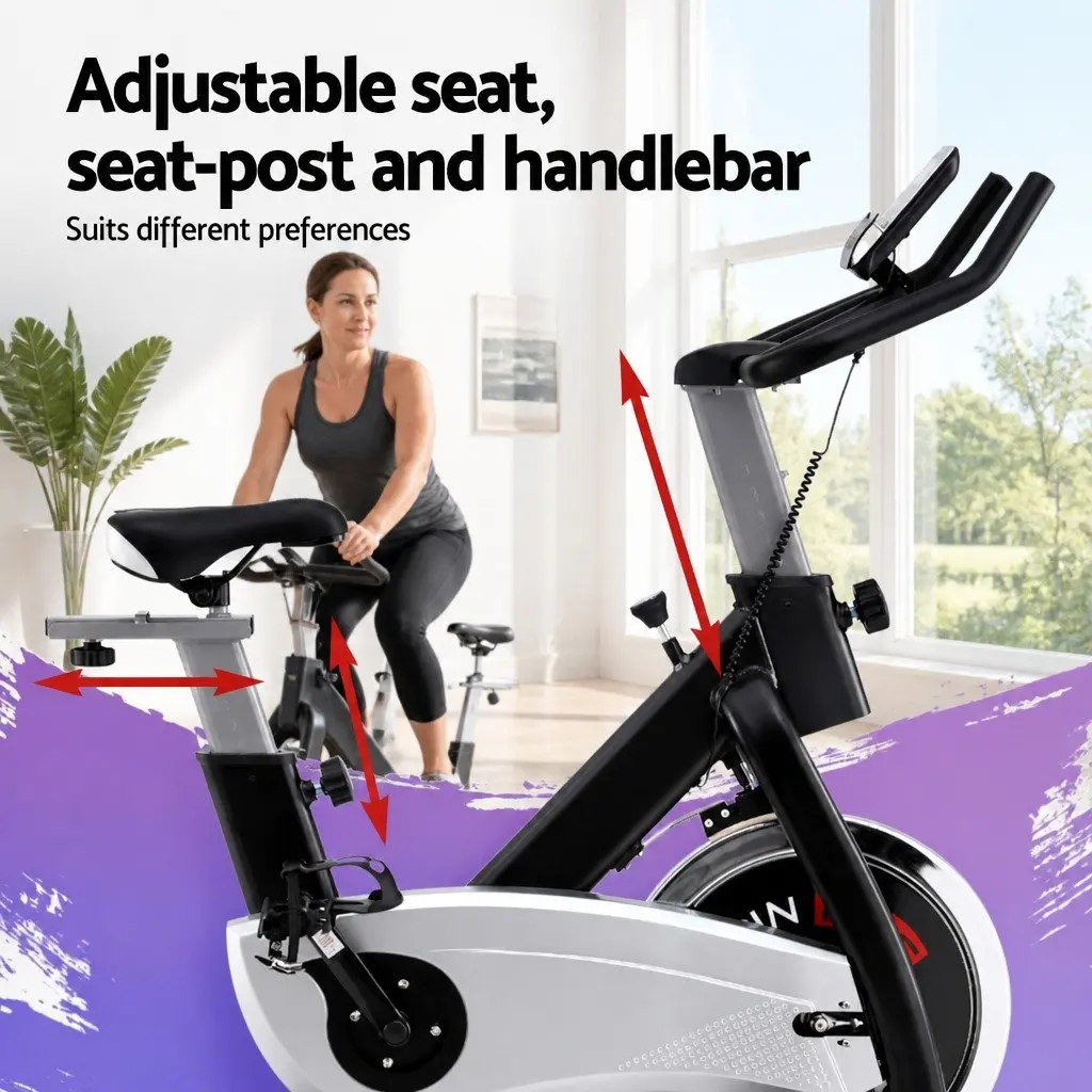 Exercise Bike 15kg Flywheel Adjustable Resistance LCD Display Silver