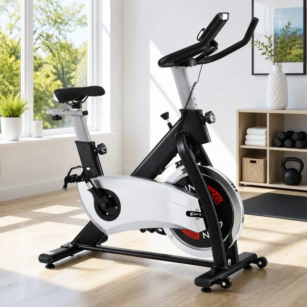 Exercise Bike 15kg Flywheel Adjustable Resistance LCD Display Silver