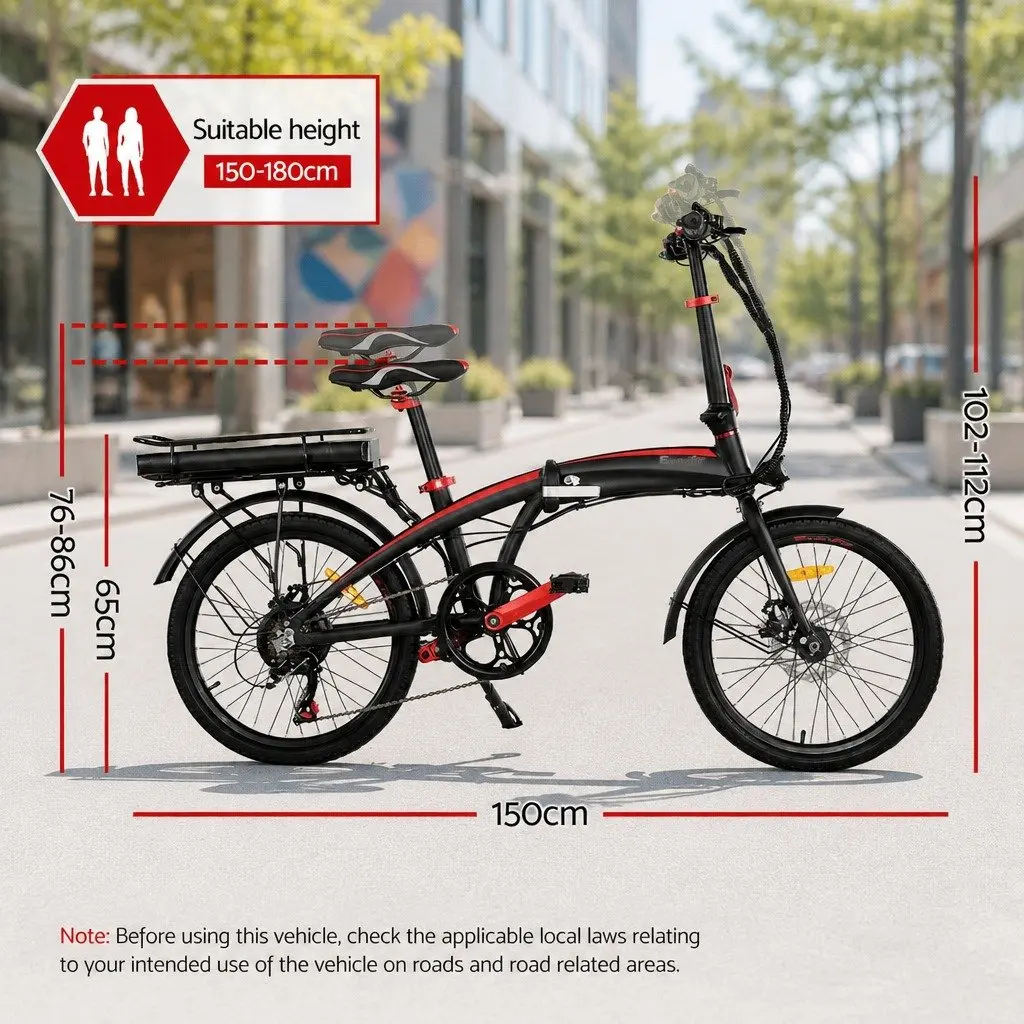 Folding Electric Bike 250W Motor Portable Urban Commuter 36V 10.4Ah Removable Battery