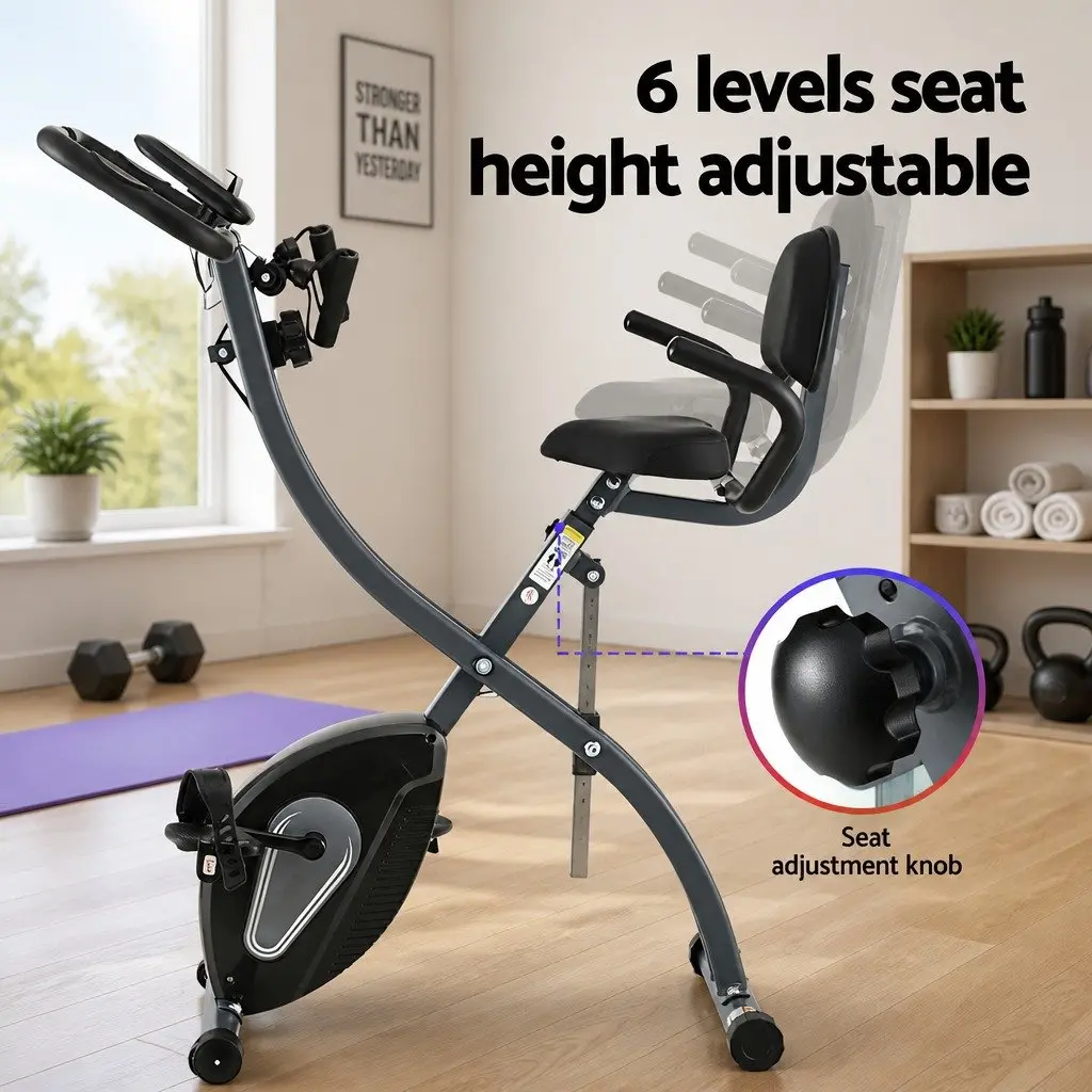 Folding Exercise Bike Magnetic X-Frame Indoor Aerobic Trainer Cycling Machine