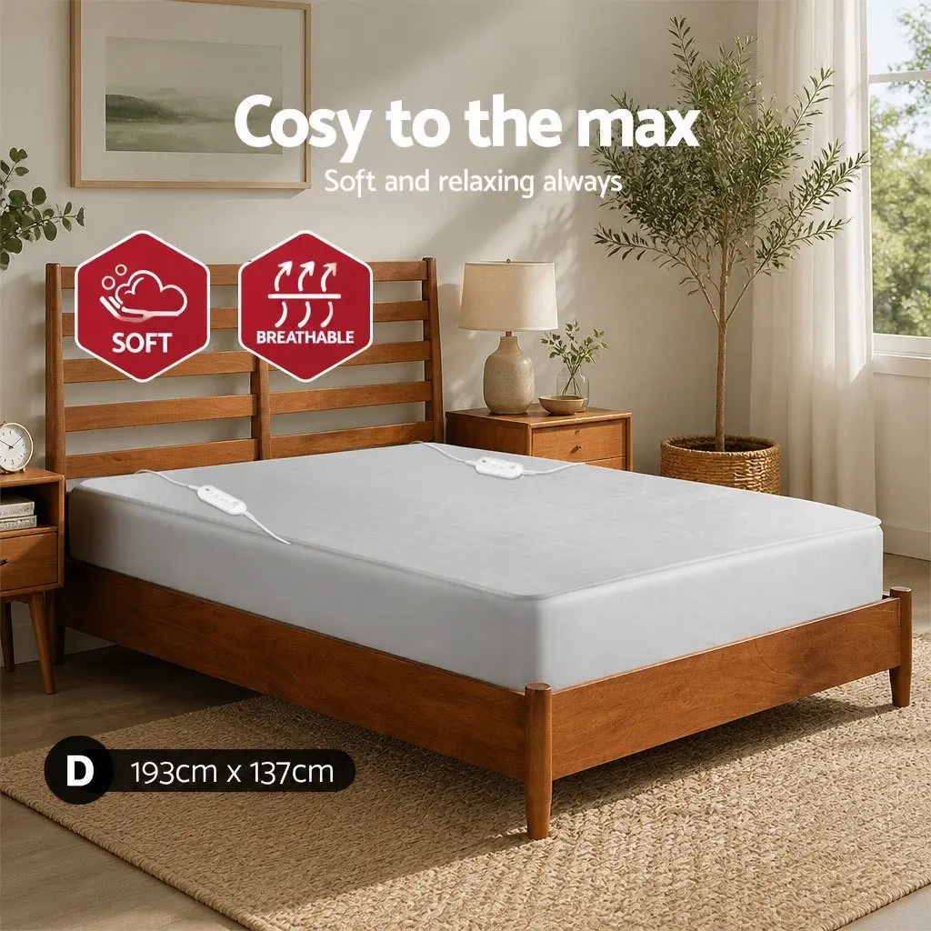Double Size Electric Blanket Fully Fitted Polyester Warm Bedding with Remote Control