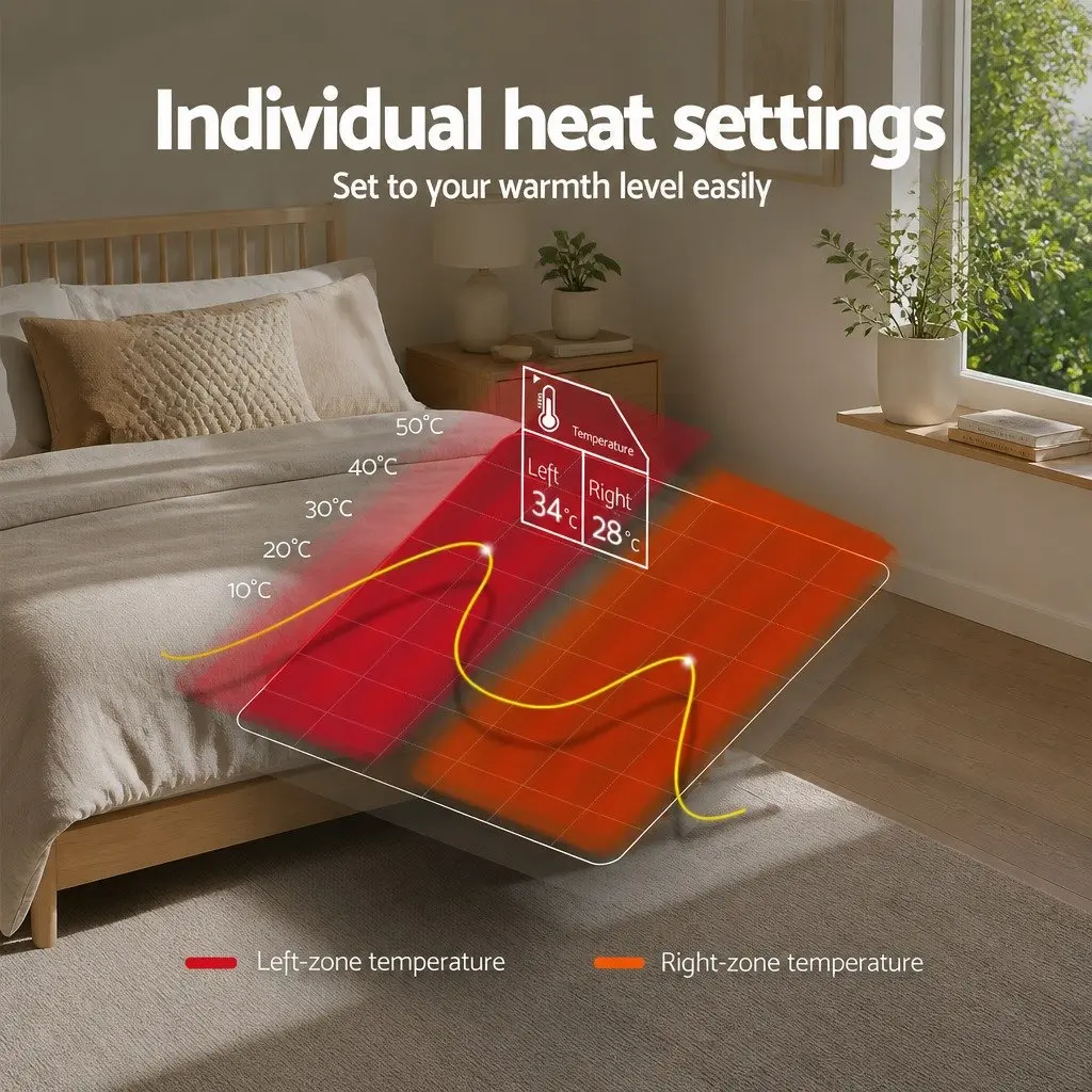 Double Size Electric Blanket Fully Fitted Polyester Warm Bedding with Remote Control