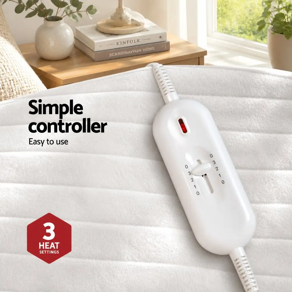 Double Size Electric Blanket Fully Fitted Polyester Warm Bedding with Remote Control