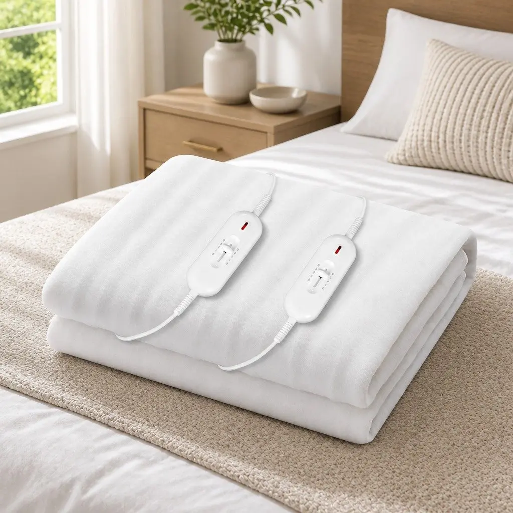 Double Size Electric Blanket Fully Fitted Polyester Warm Bedding with Remote Control