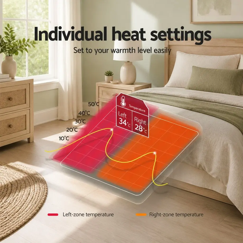 King Size Electric Blanket Fully Fitted Polyester Warm Bedding Three Heat