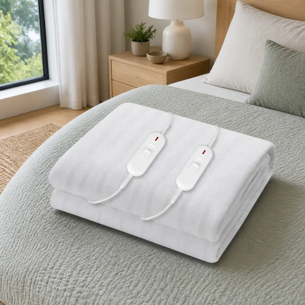 King Size Electric Blanket Fully Fitted Polyester Warm Bedding Three Heat