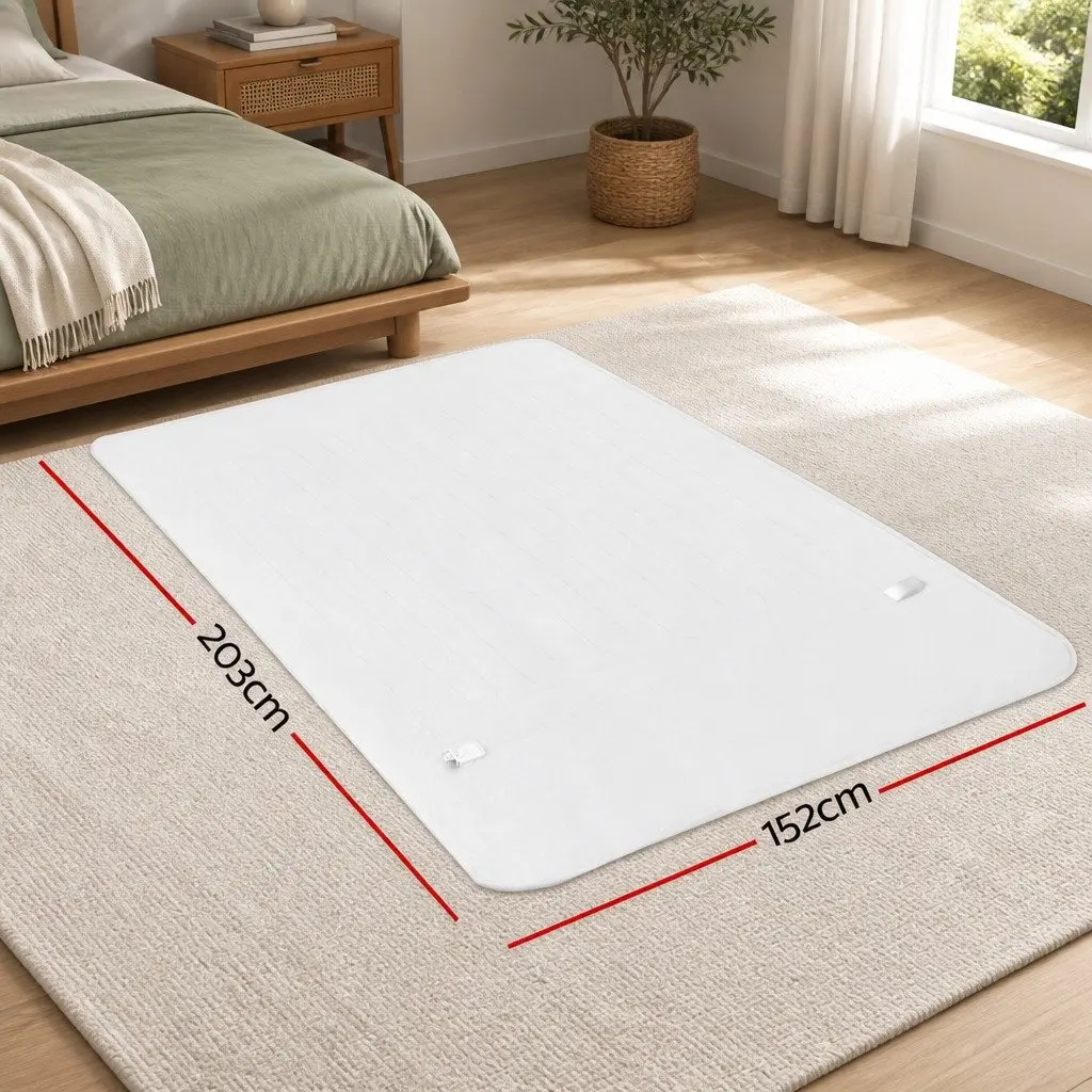 Queen Size Electric Blanket Fitted Polyester Heated Bed Throw Warm Sleep