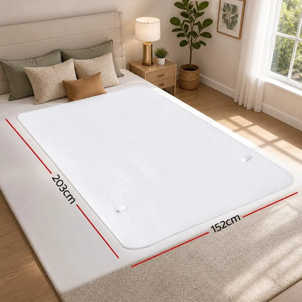 Queen Size Electric Blanket Fitted Polyester Heated Bed Throw Warm Sleep