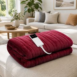Stay Warm with a Burgundy Fleece Heated Throw Blanket