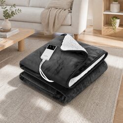 Friendly Electric Throw Rug Heated Blanket Flannel Grey 160x130cm