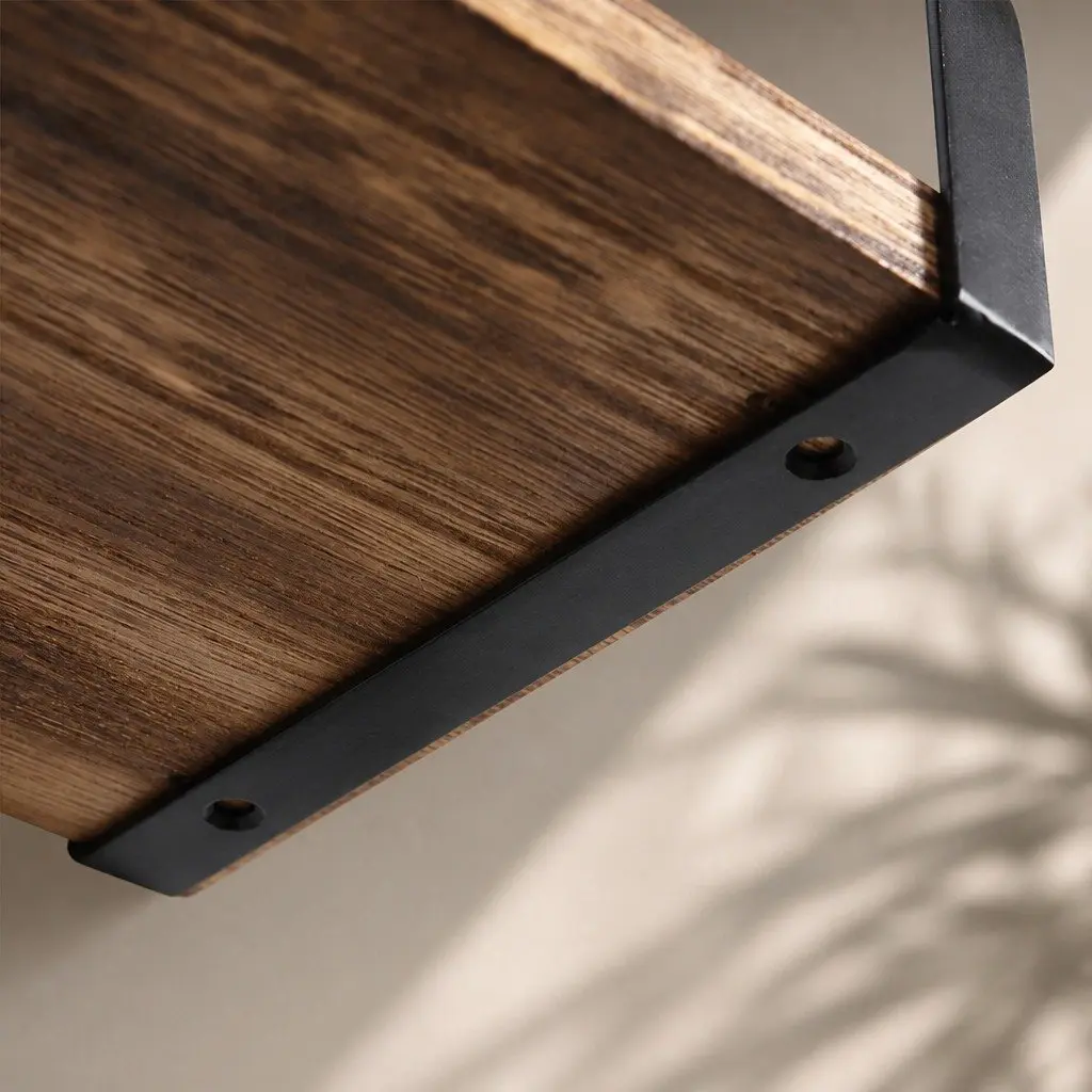 Floating Shelf Brackets Display Industrial Style Paulownia Wood Home Office