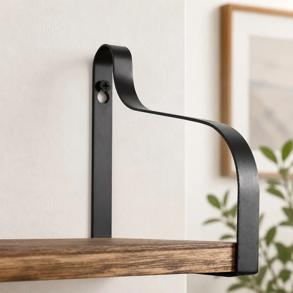 Floating Shelf Brackets Display Industrial Style Paulownia Wood Home Office