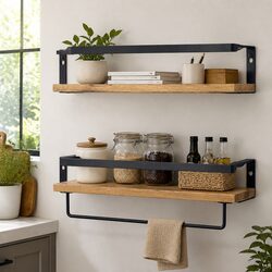 Floating Shelf Brackets Wall Mount Storage Display Industrial Style Home Office